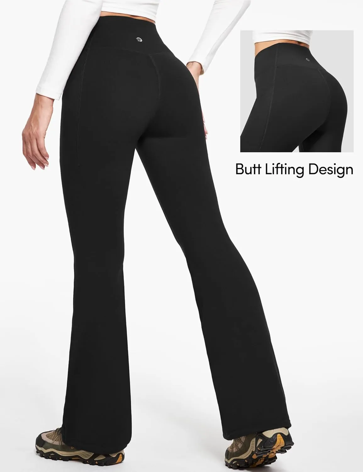IUGA Fleece Lined Pants Women Water Resistant Hiking Pants Winter Flare Leggings with Pockets Bootcut Thermal