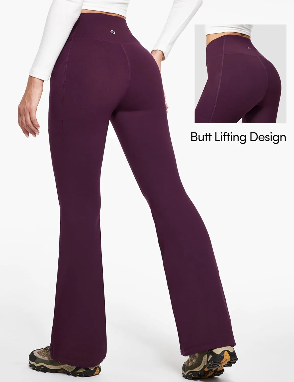 IUGA Fleece Lined Pants Women Water Resistant Hiking Pants Winter Flare Leggings with Pockets Bootcut Thermal