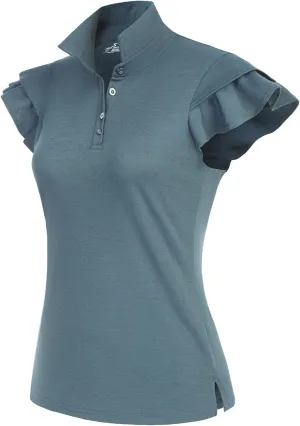 JACK SMITH Womens Golf Polo Shirt Ruffles Sleeveless Moisture Wicking Tennis Shirts Lightweight Athletic Tops
