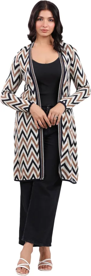 Janasya Open Front Long Cardigan Sweater Long Sleeve Winter wear Cardigan for Women
