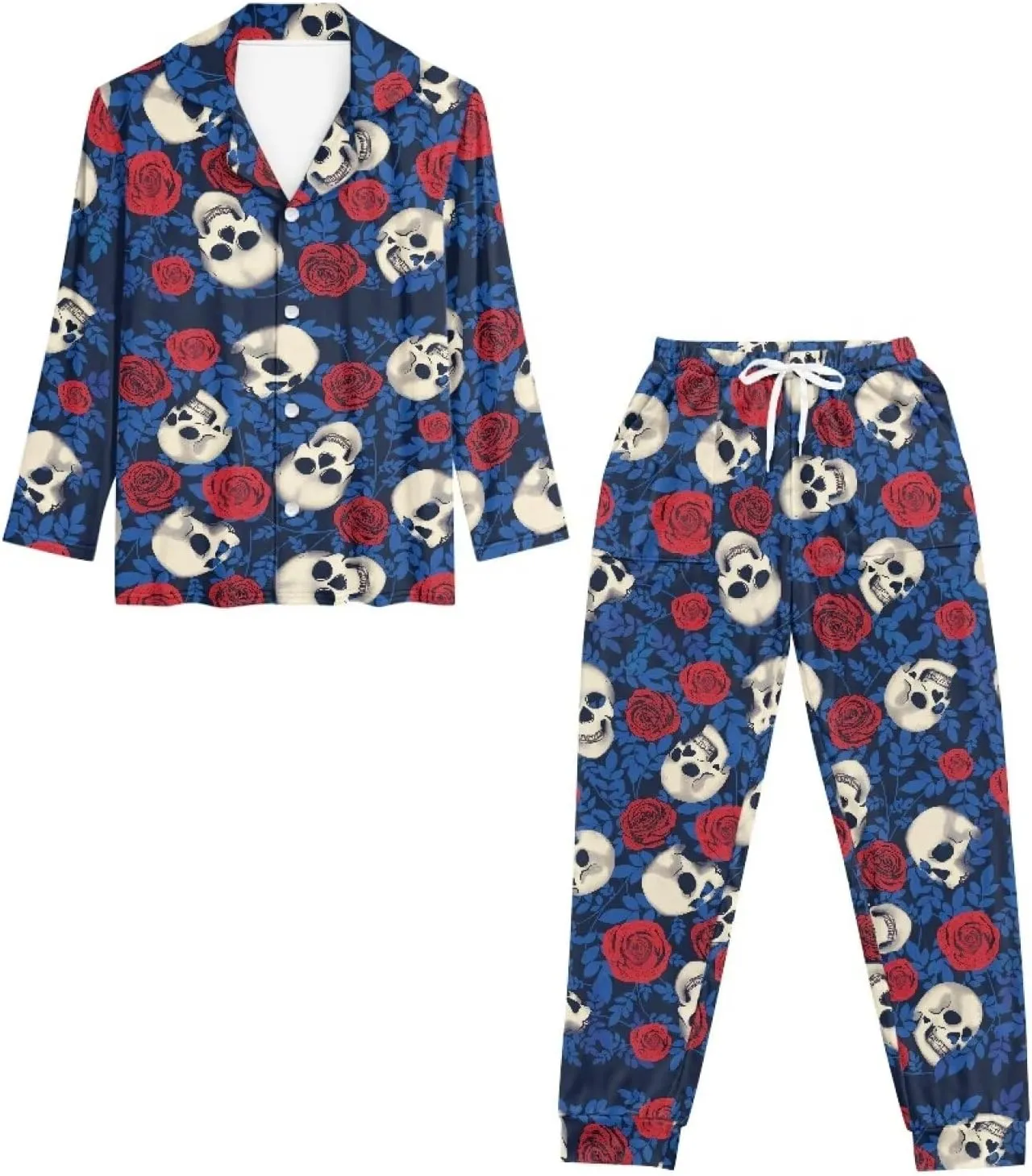 JEOCODY Pajamas Womens Lounge Set Soft Button Down Long Sleeve Pajama Sets Casual Sleepwear