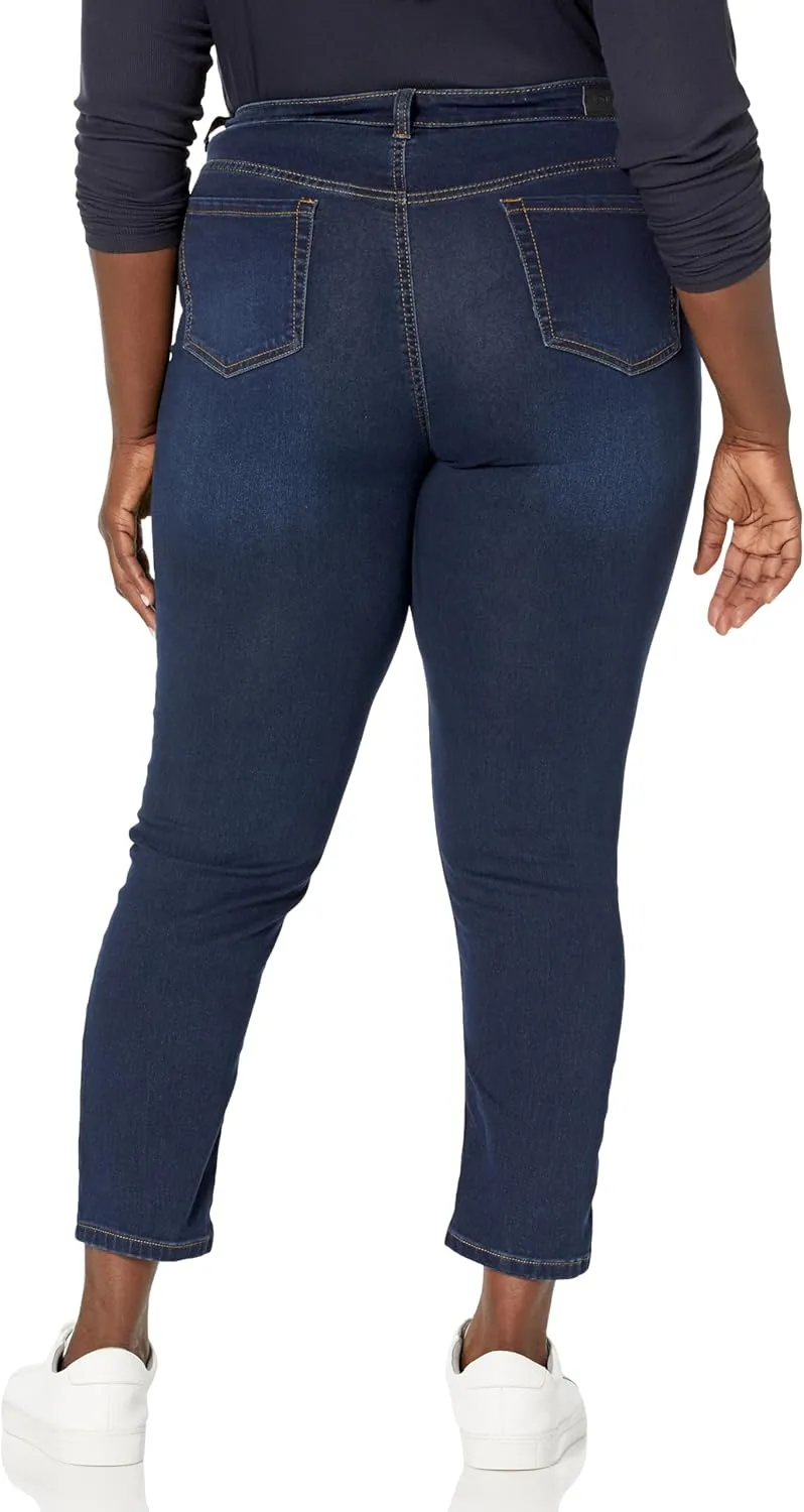Jones New York Women's Plus Size High Rise Skinny Ankle Jean-Onyx