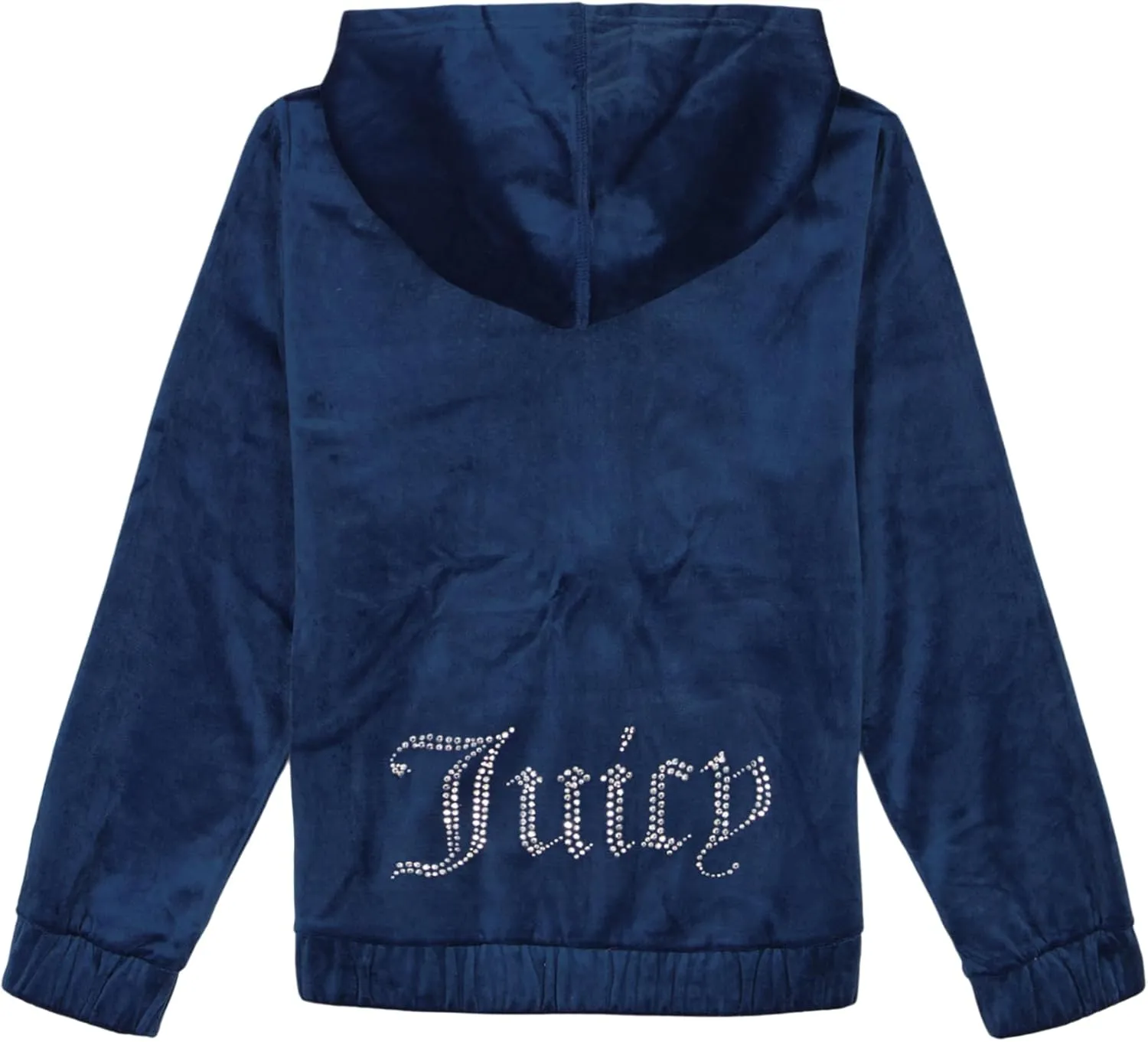 Juicy Couture Girls' Long Sleeve Plush Velour Full Zip Hoodie Sweatshirt with Front Pockets
