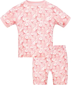 JunNeng Rayon from Bamboo Toddler Girl Pajamas, Baby Snug fit Short Sleeve 2-Piece Summer Sleepwear