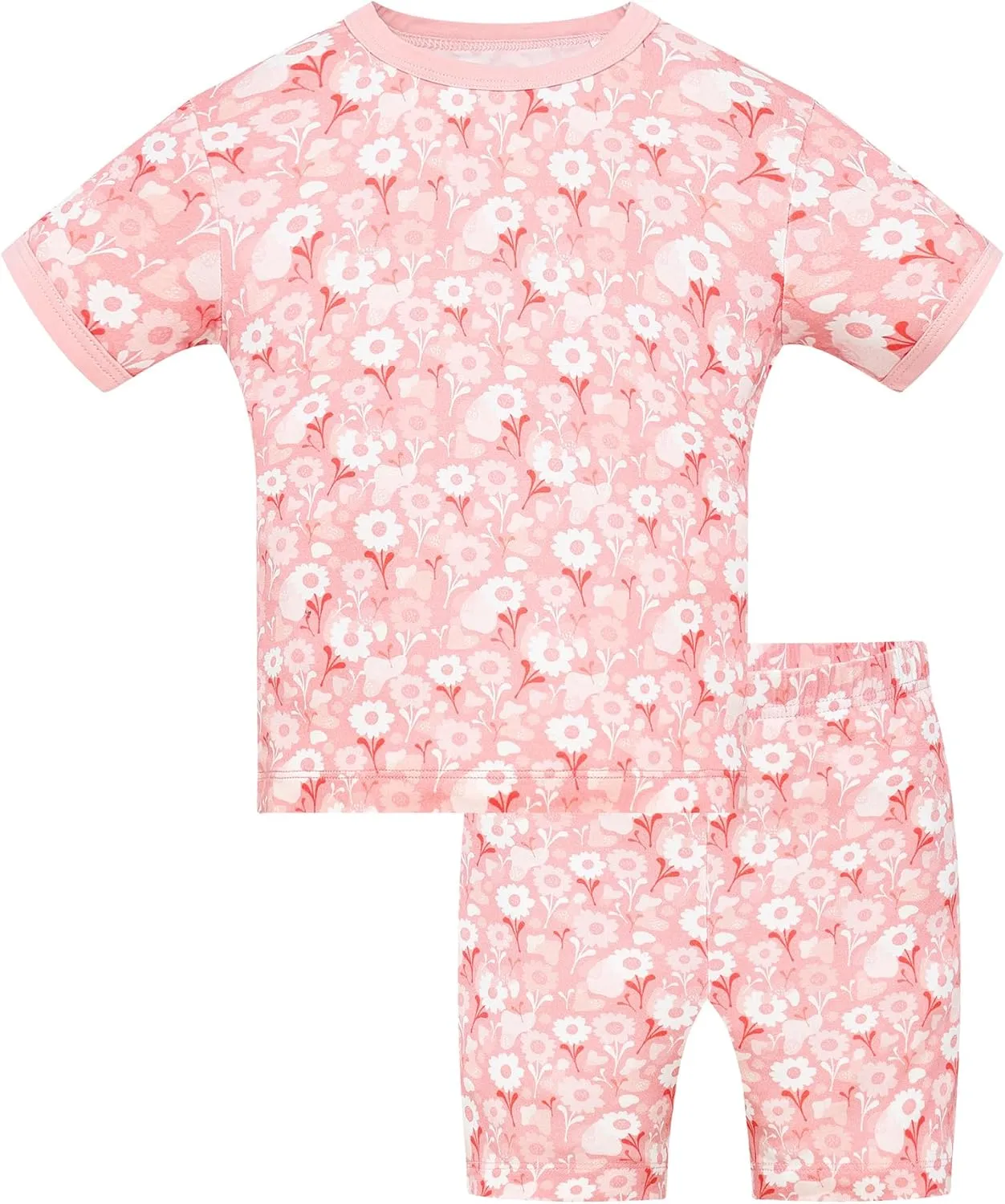 JunNeng Rayon from Bamboo Toddler Girl Pajamas, Baby Snug fit Short Sleeve 2-Piece Summer Sleepwear