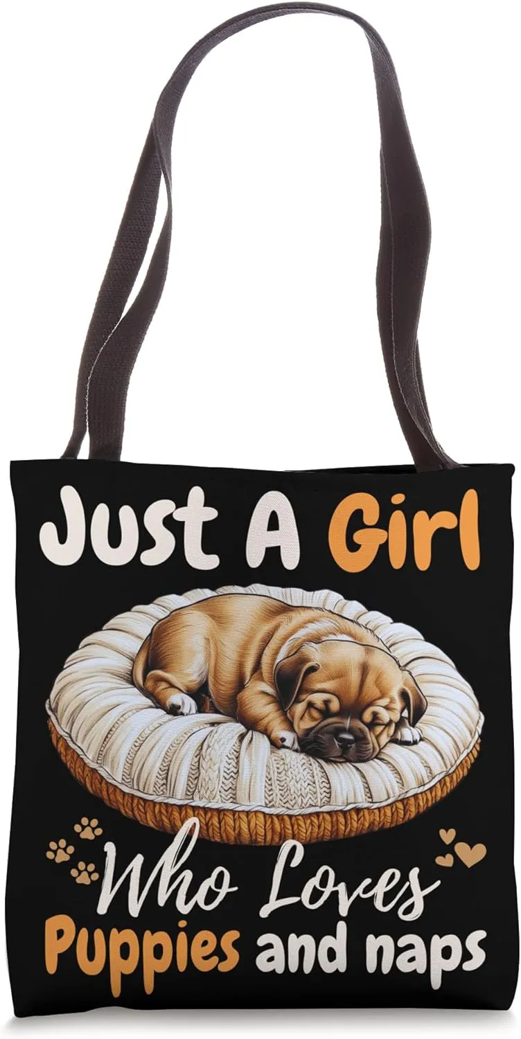 Just A Girl Who Loves Puppies & Naps For Girls For Dog Lover Tote Bag