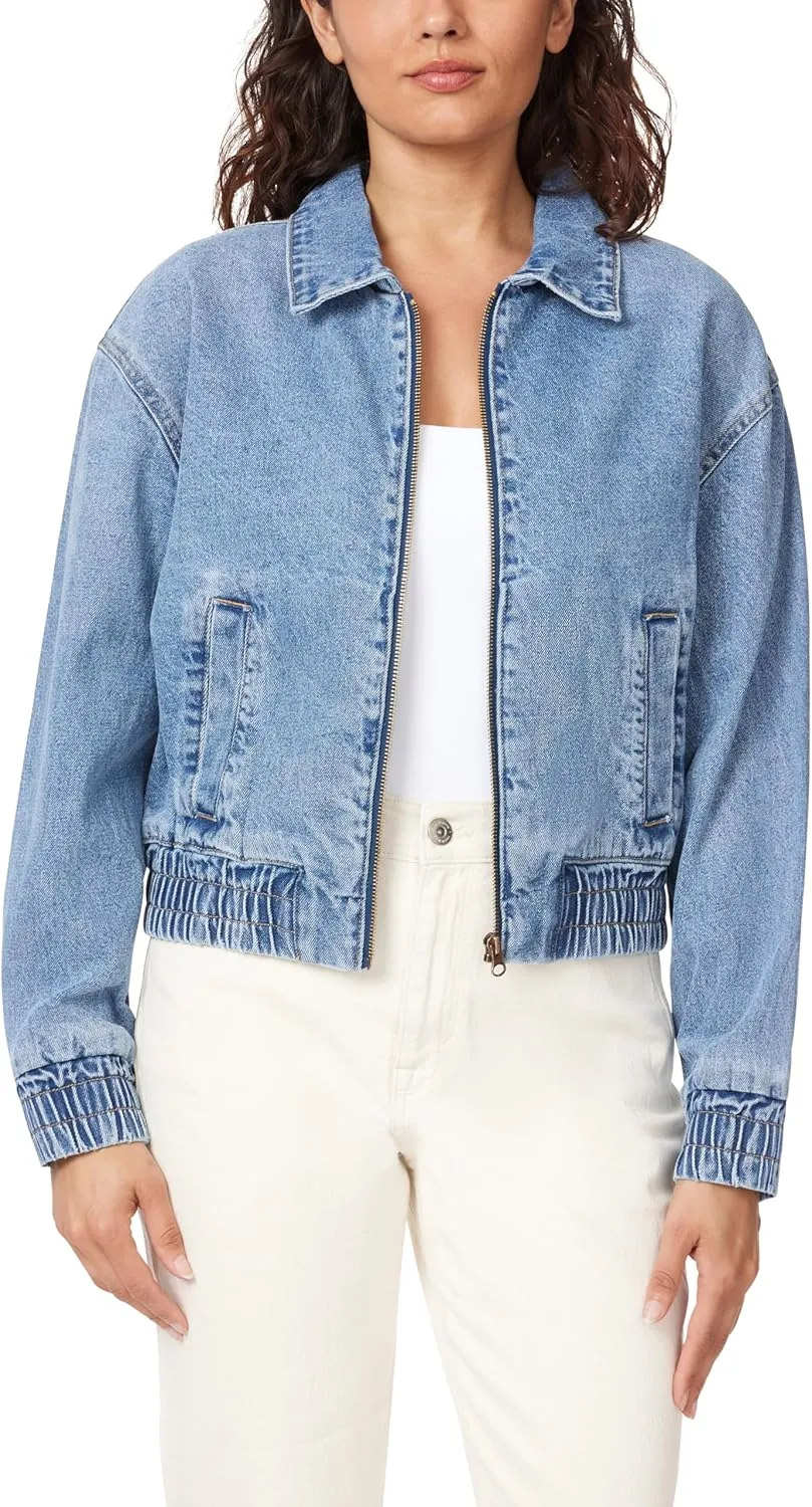 kensie Jeans for Women Collared Denim Bomber Jacket, Sizes Small to X-Large
