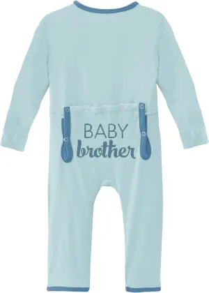KicKee Pants Pajamas for Siblings, Big Brother & Big Sister Applique, Two-Piece Set, Zip Coverall, Baby and Kids