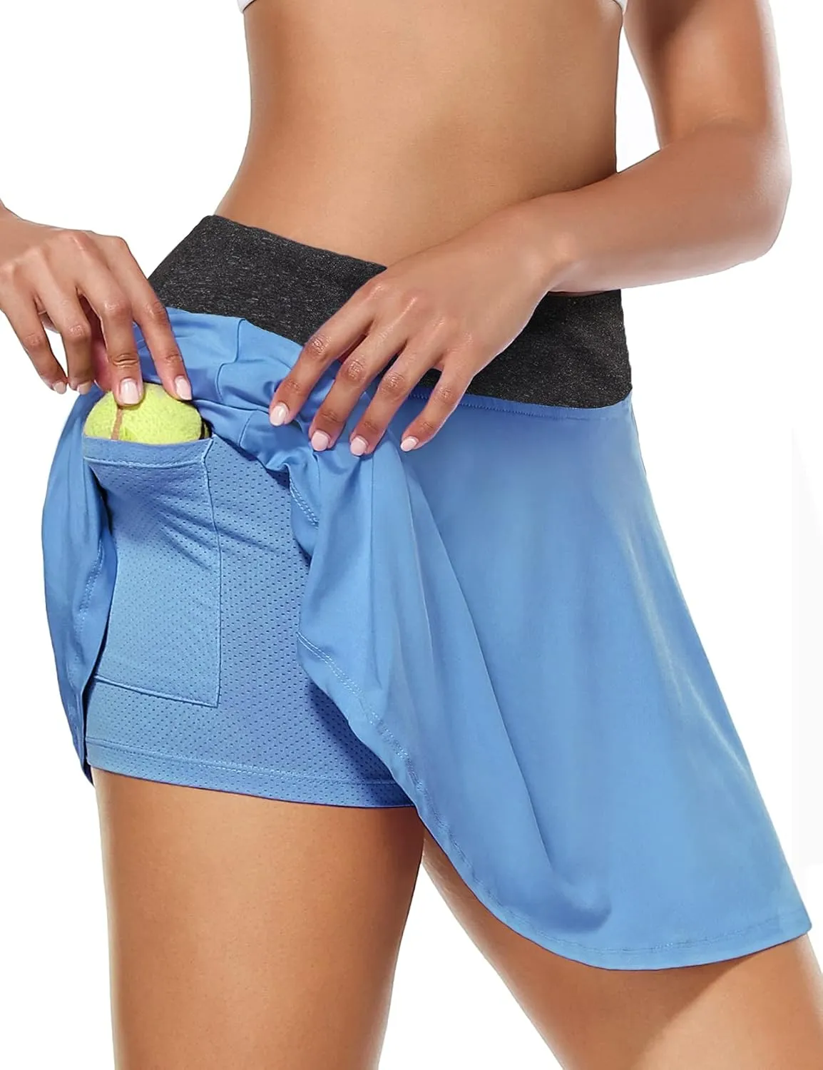 KORALHY Women's Tennis Golf Athletic Skorts with Shorts High Waisted Colorblock Skirts
