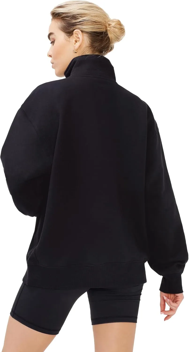 KUT & SO Oversized Quarter Zip Sweatshirt Fleece  Zip Pullover Sweater for Women
