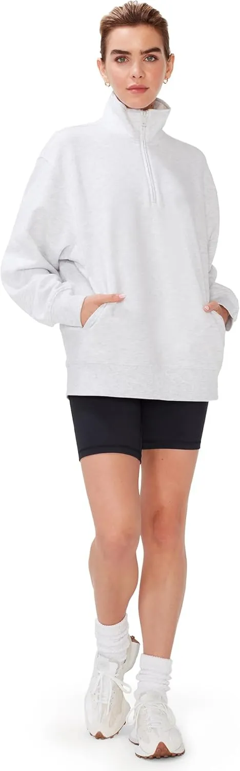 KUT & SO Oversized Quarter Zip Sweatshirt Fleece  Zip Pullover Sweater for Women