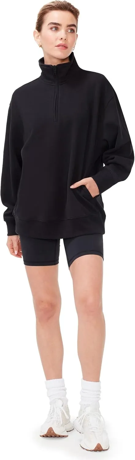 KUT & SO Oversized Quarter Zip Sweatshirt Fleece  Zip Pullover Sweater for Women