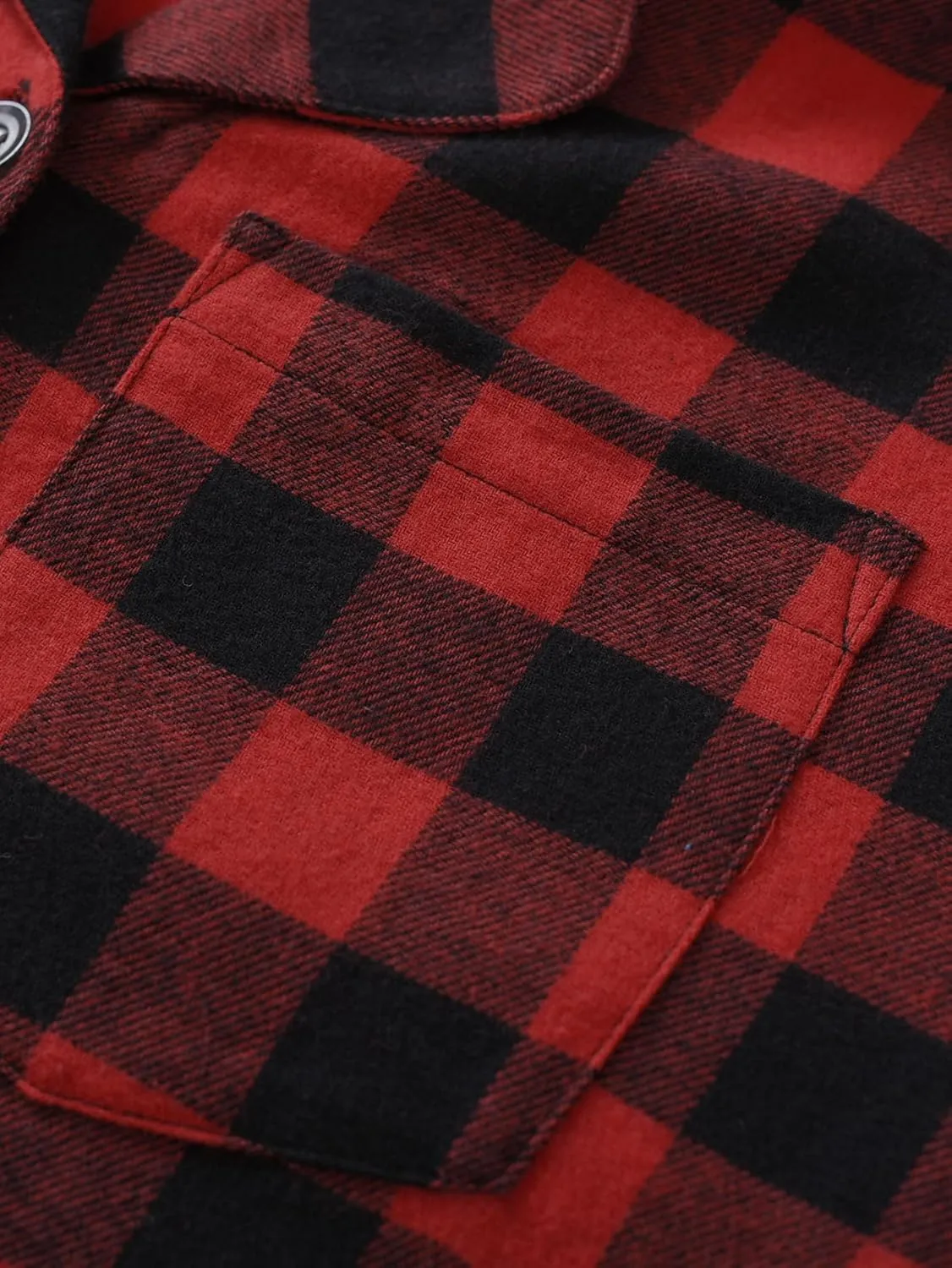 Latuza Women's Plaid Flannel Pajama Shirt Button Down Long Sleeve Pj Top