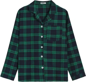 Latuza Women's Plaid Flannel Pajama Shirt Button Down Long Sleeve Pj Top