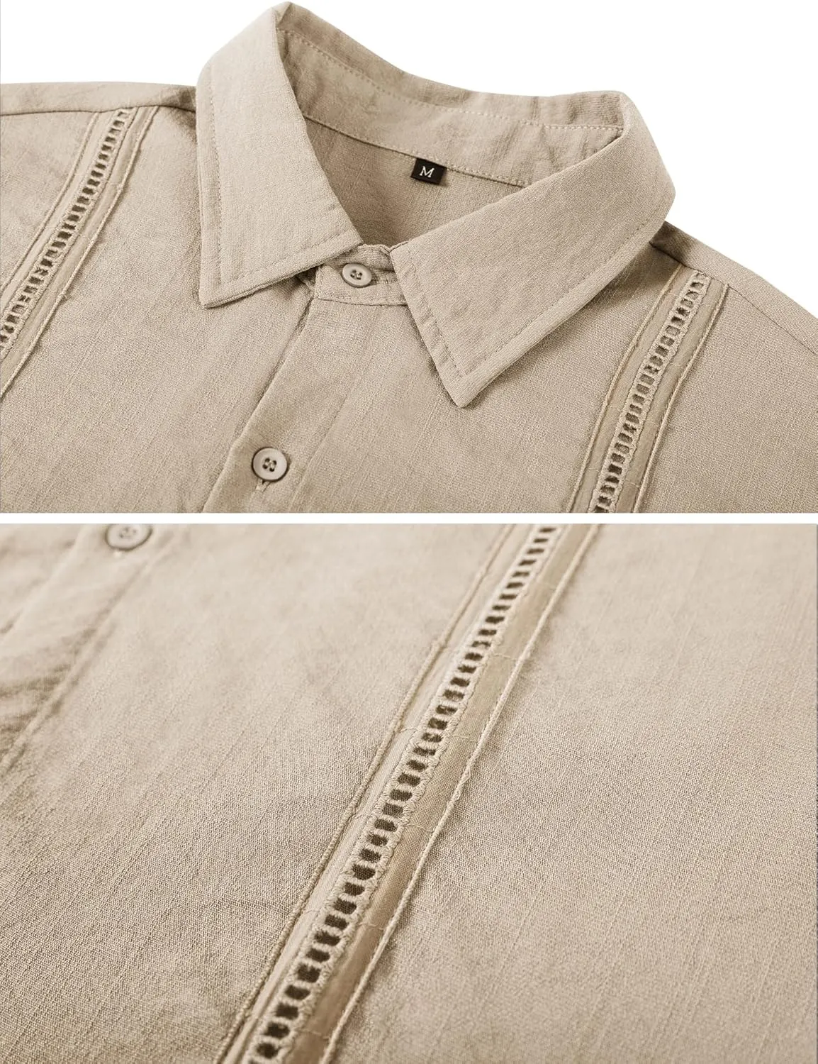 LecGee Linen Sets For Men Button Down Cuban Guayabera Shirt Shorts Set 2 Piece Linen Outfits