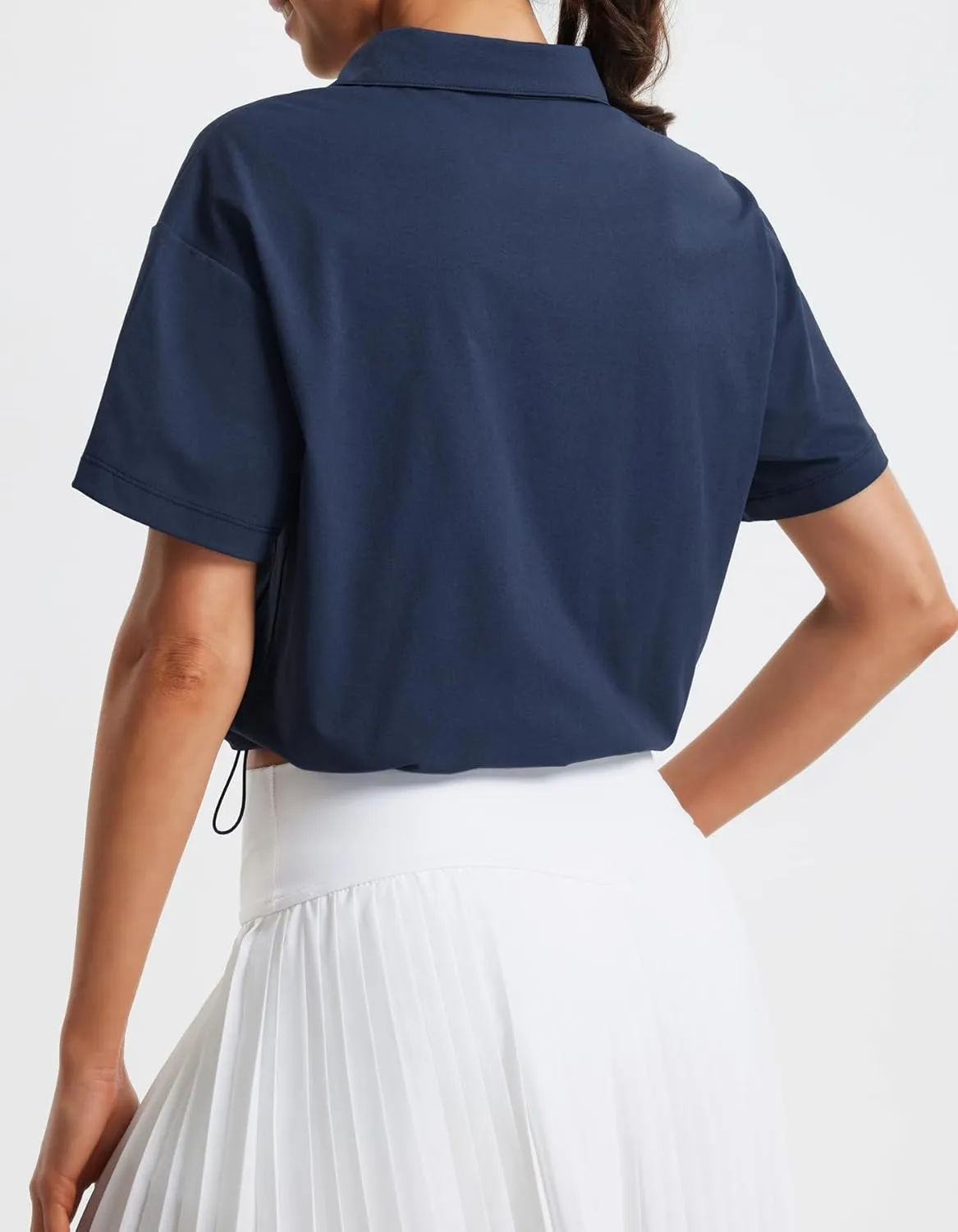 Libin Women's Short Sleeve V-Neck Polo Shirts Collared Lightweight Loose Fit T Shirt Cropped Tennis Golf Tops