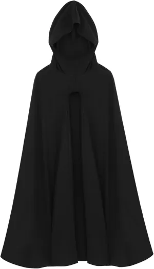 LIFKOME Hooded Cloak Unisex Halloween Cloak Black Soft Polyester Wizard Robe Vampire Cape Cosplay Accessory