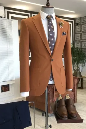 Light Brown Two Pieces Prom Suits Notched Lapel Slim Fit One Button Business Suits