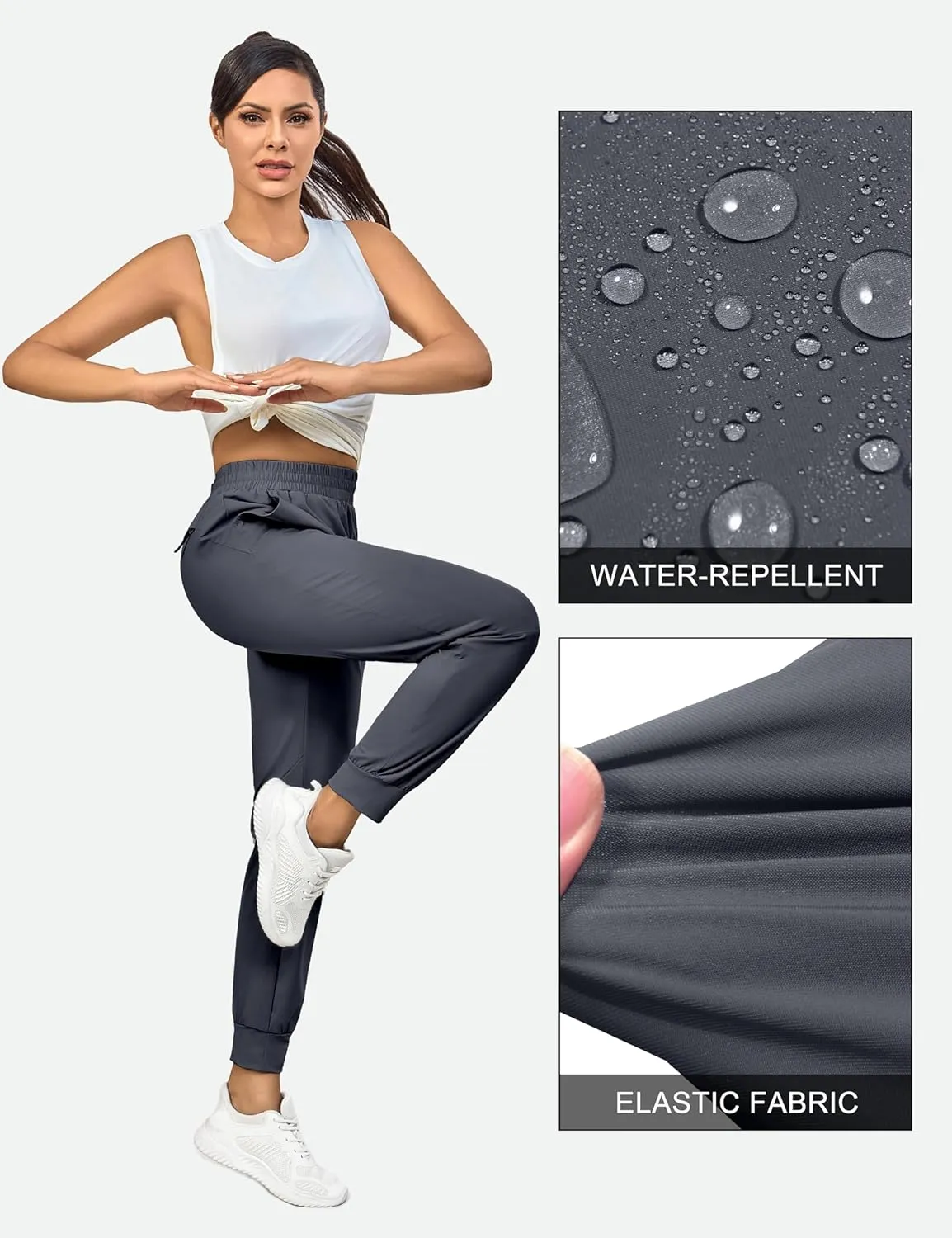 Little Donkey Andy Women's Stretch Joggers with Pockets, Quick-Dry Lightweight Running Pants for Women