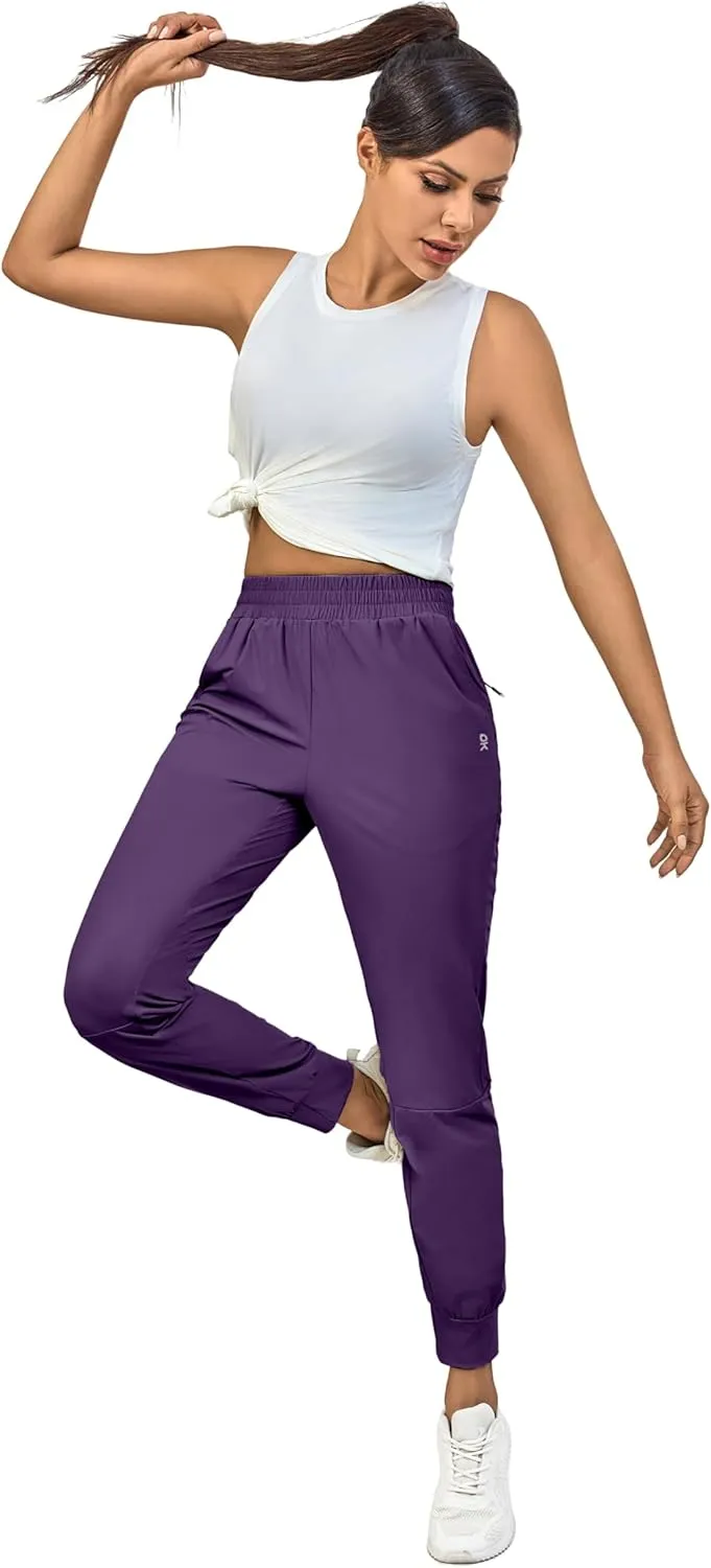 Little Donkey Andy Women's Stretch Joggers with Pockets, Quick-Dry Lightweight Running Pants for Women