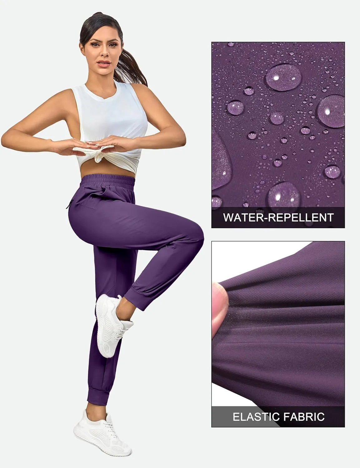 Little Donkey Andy Women's Stretch Joggers with Pockets, Quick-Dry Lightweight Running Pants for Women