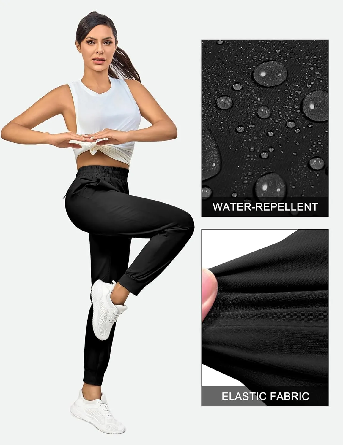 Little Donkey Andy Women's Stretch Joggers with Pockets, Quick-Dry Lightweight Running Pants for Women
