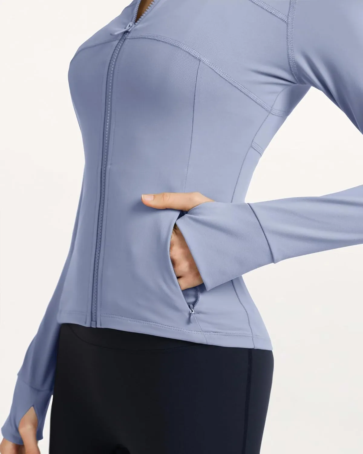 Locachy Women's Slim Fit Full Zip Athletic Running Sports Workout Jacket with Thumb Holes