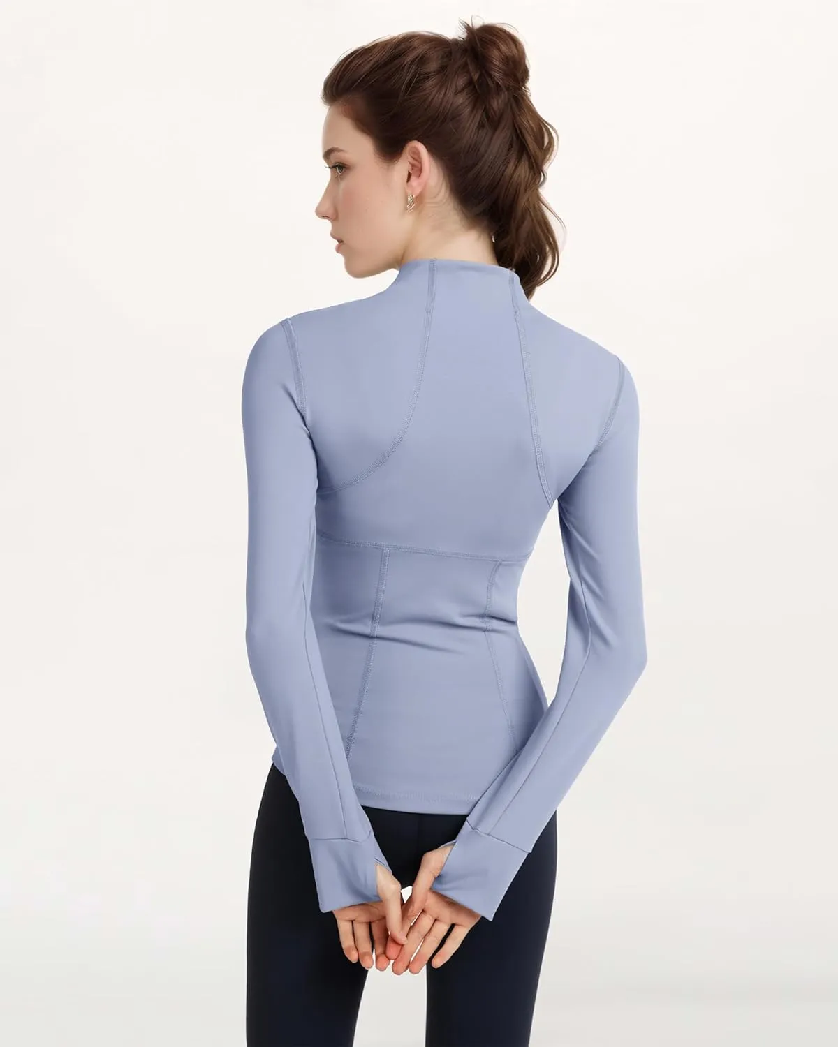 Locachy Women's Slim Fit Full Zip Athletic Running Sports Workout Jacket with Thumb Holes