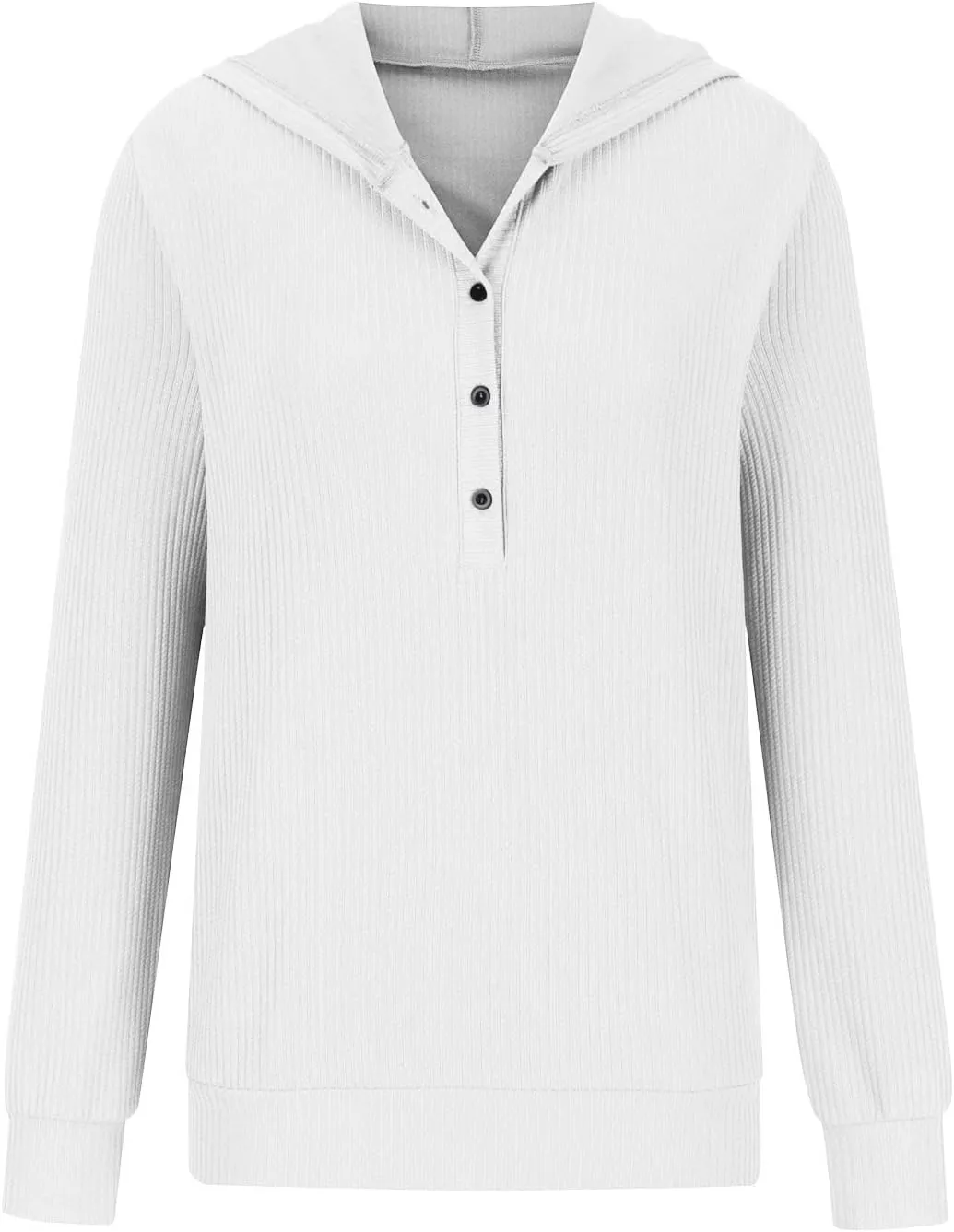 Long Sleeve Going Out Tops for Women Solid Button Hoodies Casual Comfy Fitted Sweat Shirts with Pockets