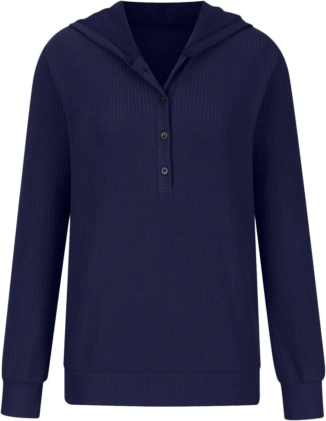 Long Sleeve Going Out Tops for Women Solid Button Hoodies Casual Comfy Fitted Sweat Shirts with Pockets