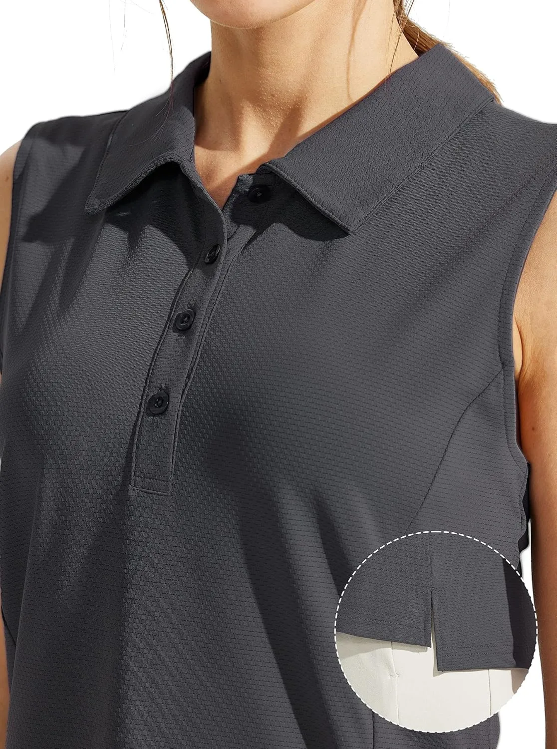 Looleafy Women's Sleeveless Golf Shirt Quick Dry Tennis Tank Tops Golf Polo Shirts for Women with Collar