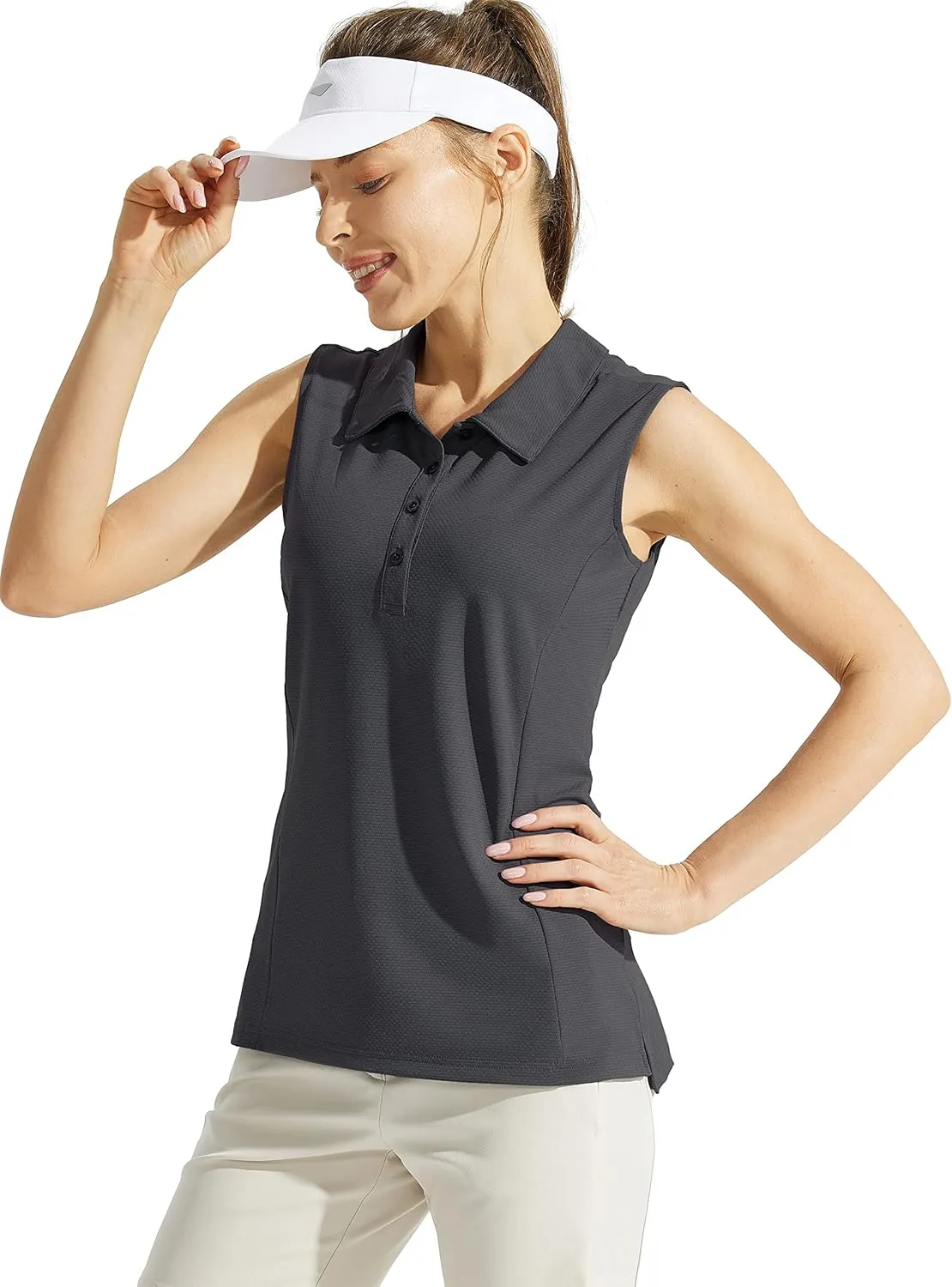 Looleafy Women's Sleeveless Golf Shirt Quick Dry Tennis Tank Tops Golf Polo Shirts for Women with Collar