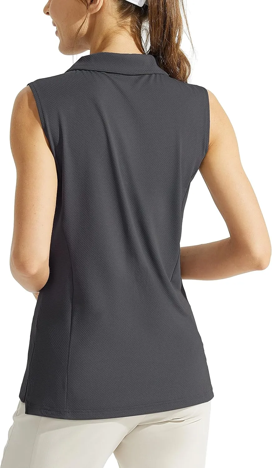 Looleafy Women's Sleeveless Golf Shirt Quick Dry Tennis Tank Tops Golf Polo Shirts for Women with Collar