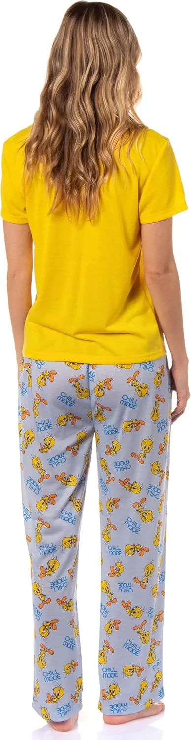 Looney Tunes Women's This Is How I Chill Tossed Tweety Bird Sleep Pajama Short Set