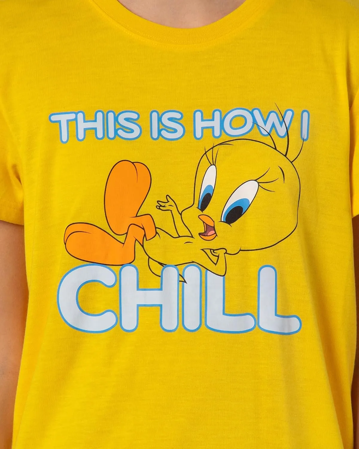 Looney Tunes Women's This Is How I Chill Tossed Tweety Bird Sleep Pajama Short Set