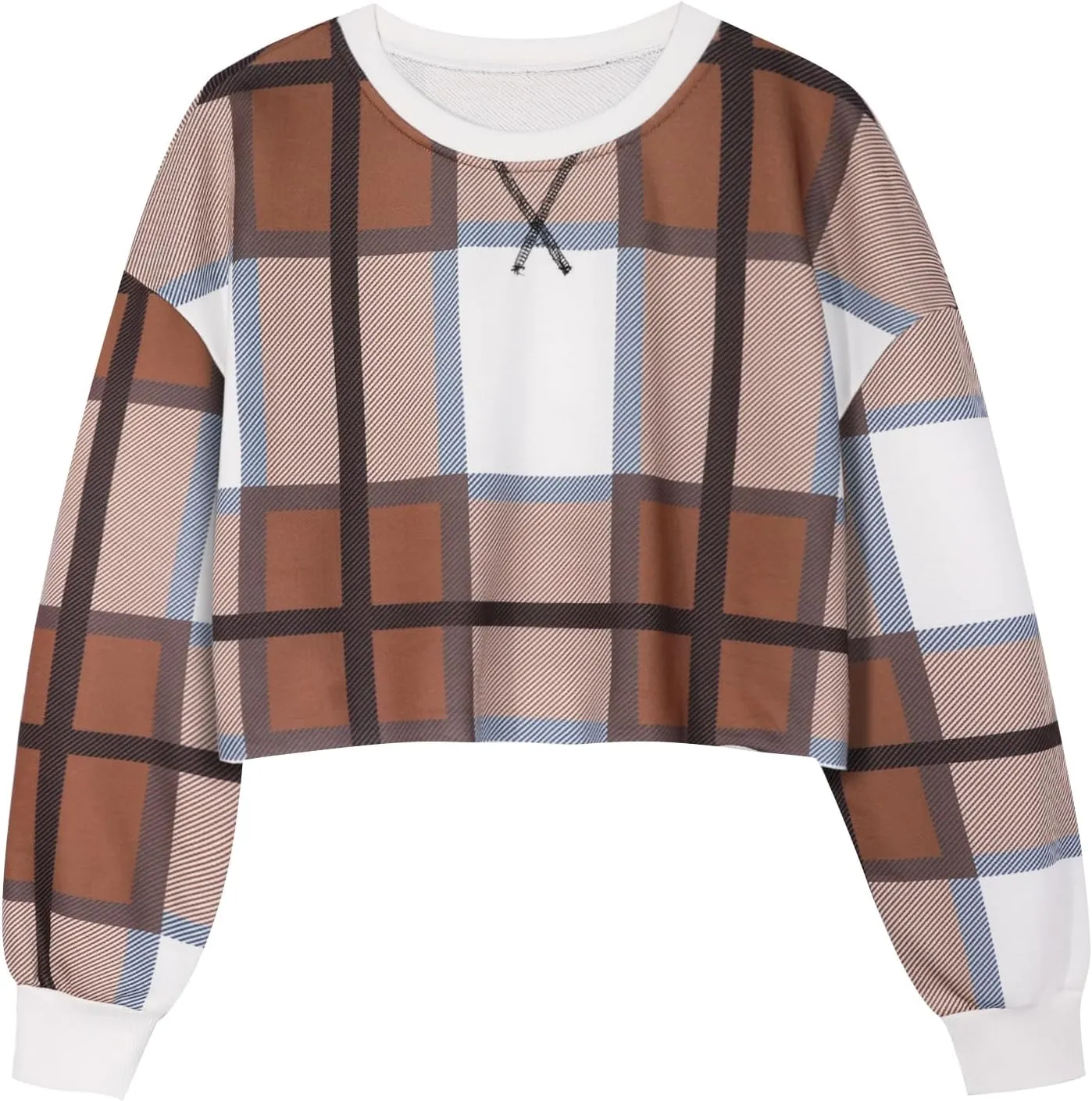 LovelyWholesale Women Graphic Crewneck Sweatshirts Casual Long Sleeve Cropped Tops