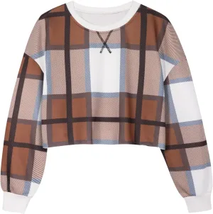 LovelyWholesale Women Graphic Crewneck Sweatshirts Casual Long Sleeve Cropped Tops