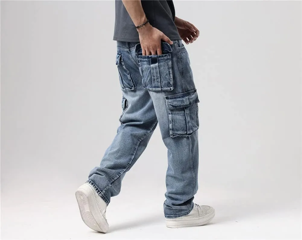 LUOBANIU Men's Baggy Jeans Hip Hop Loose fit 90s Vintage Cargo Denim Fashion Dance Skater Skateboard Pants