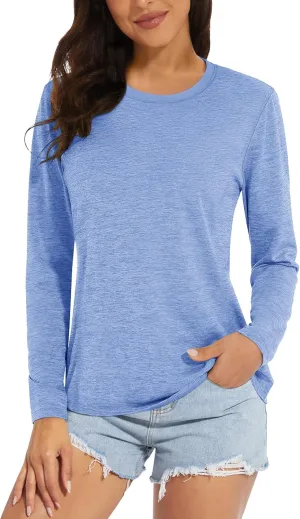 MAGCOMSEN Women's Long Sleeve Shirts UPF 50  Sun Protection Quick Dry Athletic Running Workout Tops Rash Guard