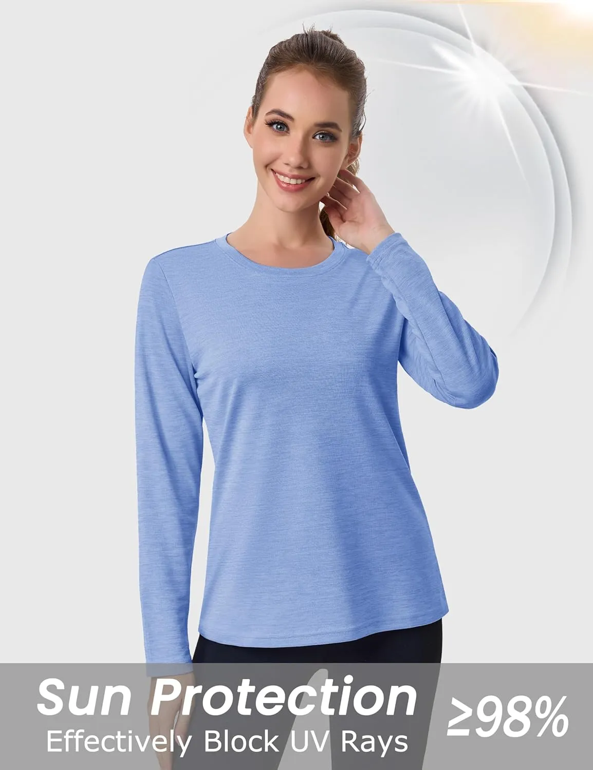 MAGCOMSEN Women's Long Sleeve Shirts UPF 50  Sun Protection Quick Dry Athletic Running Workout Tops Rash Guard