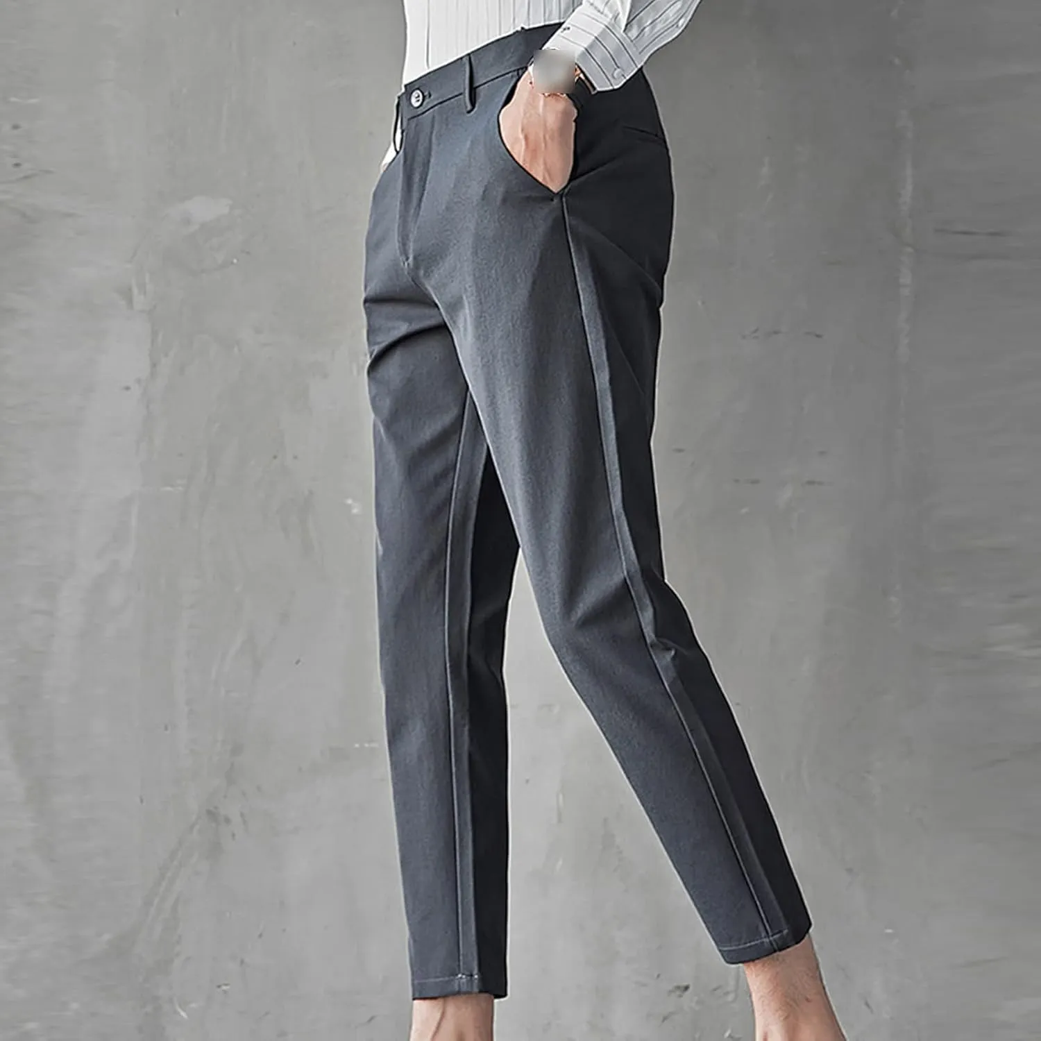 Maiyifu-GJ Men's Slim Fit Cropped Chino Pants Casual Business Stretch Skinny Pant Flat Front Ankle Dress Pants Suit Pants