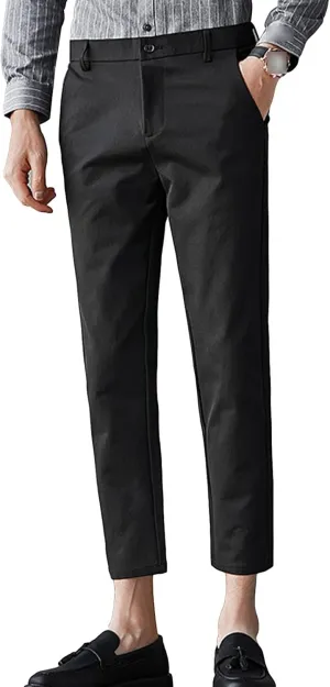 Maiyifu-GJ Men's Slim Fit Cropped Chino Pants Casual Business Stretch Skinny Pant Flat Front Ankle Dress Pants Suit Pants
