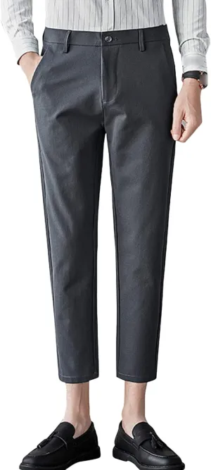 Maiyifu-GJ Men's Slim Fit Cropped Chino Pants Casual Business Stretch Skinny Pant Flat Front Ankle Dress Pants Suit Pants