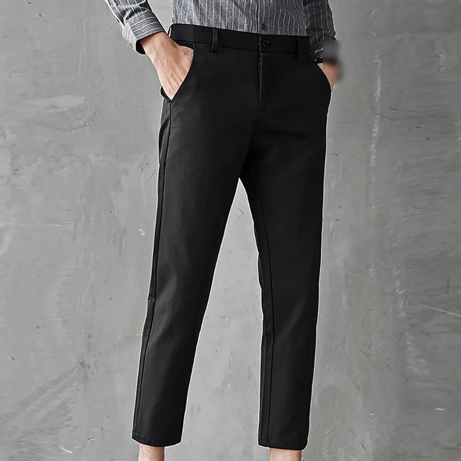 Maiyifu-GJ Men's Slim Fit Cropped Chino Pants Casual Business Stretch Skinny Pant Flat Front Ankle Dress Pants Suit Pants