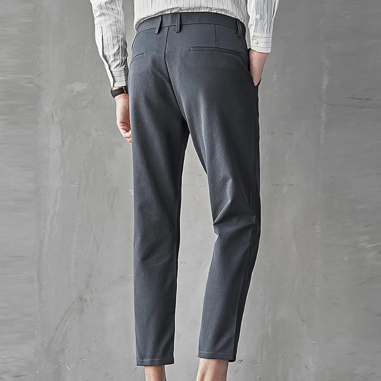 Maiyifu-GJ Men's Slim Fit Cropped Chino Pants Casual Business Stretch Skinny Pant Flat Front Ankle Dress Pants Suit Pants