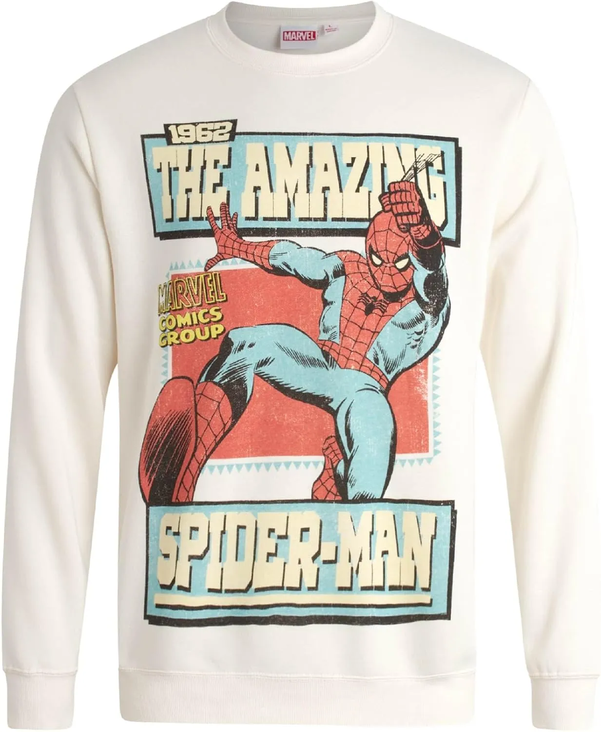 Marvel Avengers Men's Graphic Sweatshirt - The Amazing Spider-Man Novelty Fleece Crew Neck Pullover Sweatshirt for Men (S-XL)