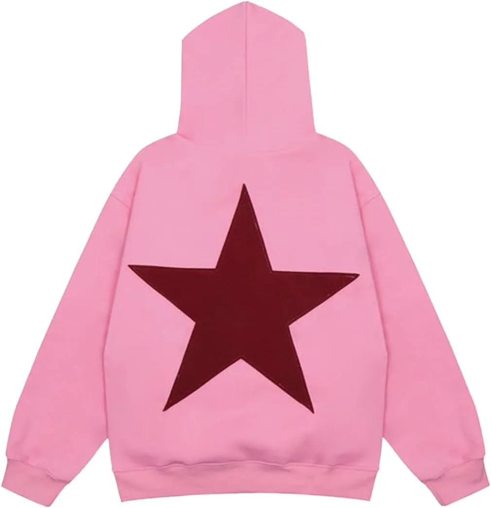 Meiweileya Womens Y2k Oversized Graphic Star Preppy Hoodies Sweatshirt Aesthetic Pullover Pockets Long Sleeve