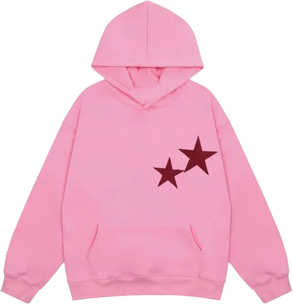 Meiweileya Womens Y2k Oversized Graphic Star Preppy Hoodies Sweatshirt Aesthetic Pullover Pockets Long Sleeve