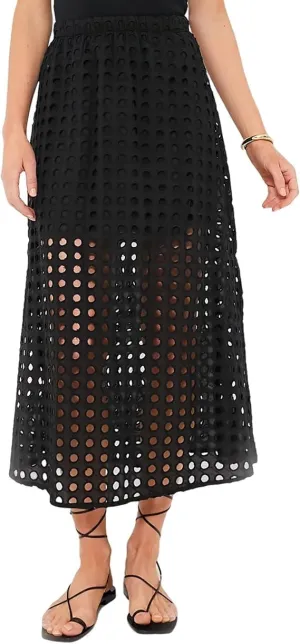Melliflo Women's Eyelet Hollow Out Maxi Skirts Summer High Waisted Beach Skirt Casual Solid Long Skirt with Underneath 2025