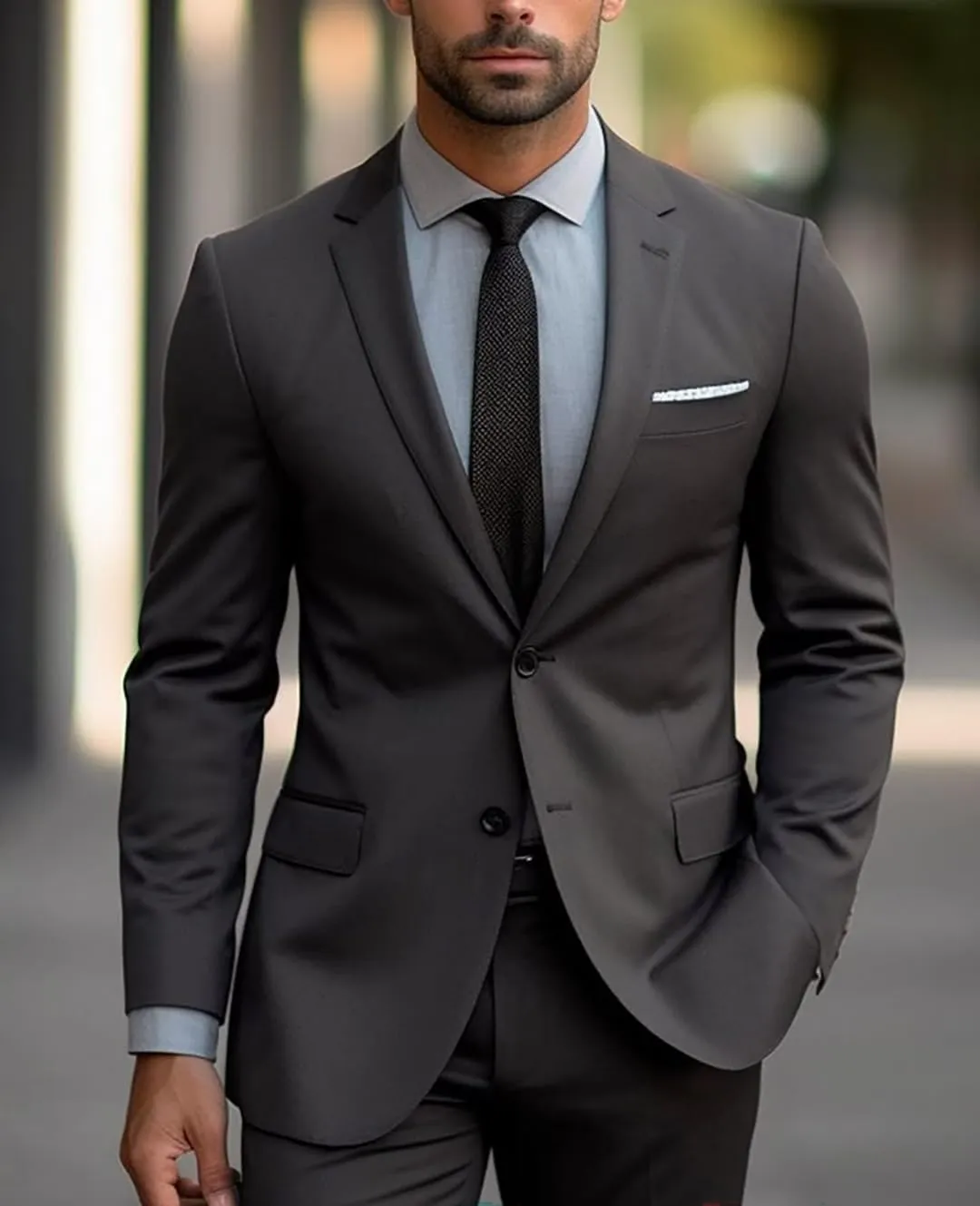 Men Slim Fit 2 Piece Suit Classic Suit for Men Two Button Notch Lapel Dress Suit Jacket Pants Tuxedo for Prom